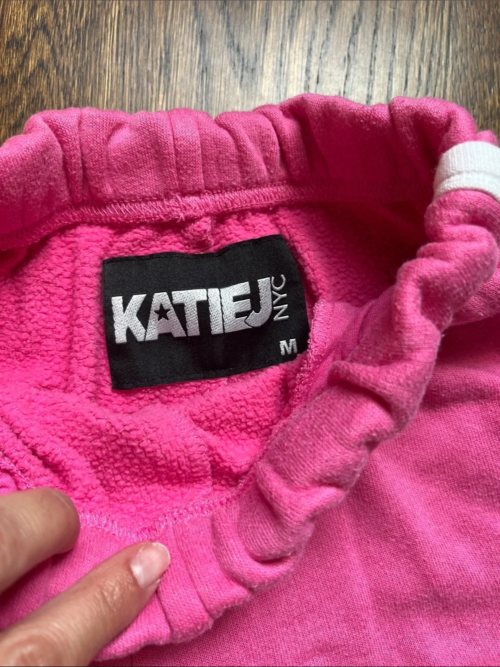 Katie J NYC Hot Pink Terry Elastic-Waist Shorts with White Trim